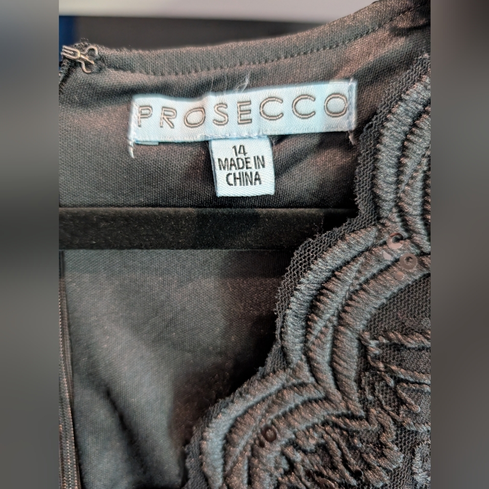 Prosecco Black Dress with Textured Detail